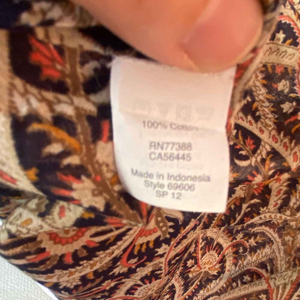 J. Crew 100% Cotton Paisley Swim Cover Up 3/4 Sleeve Size XLarge - Picture 6 of 11